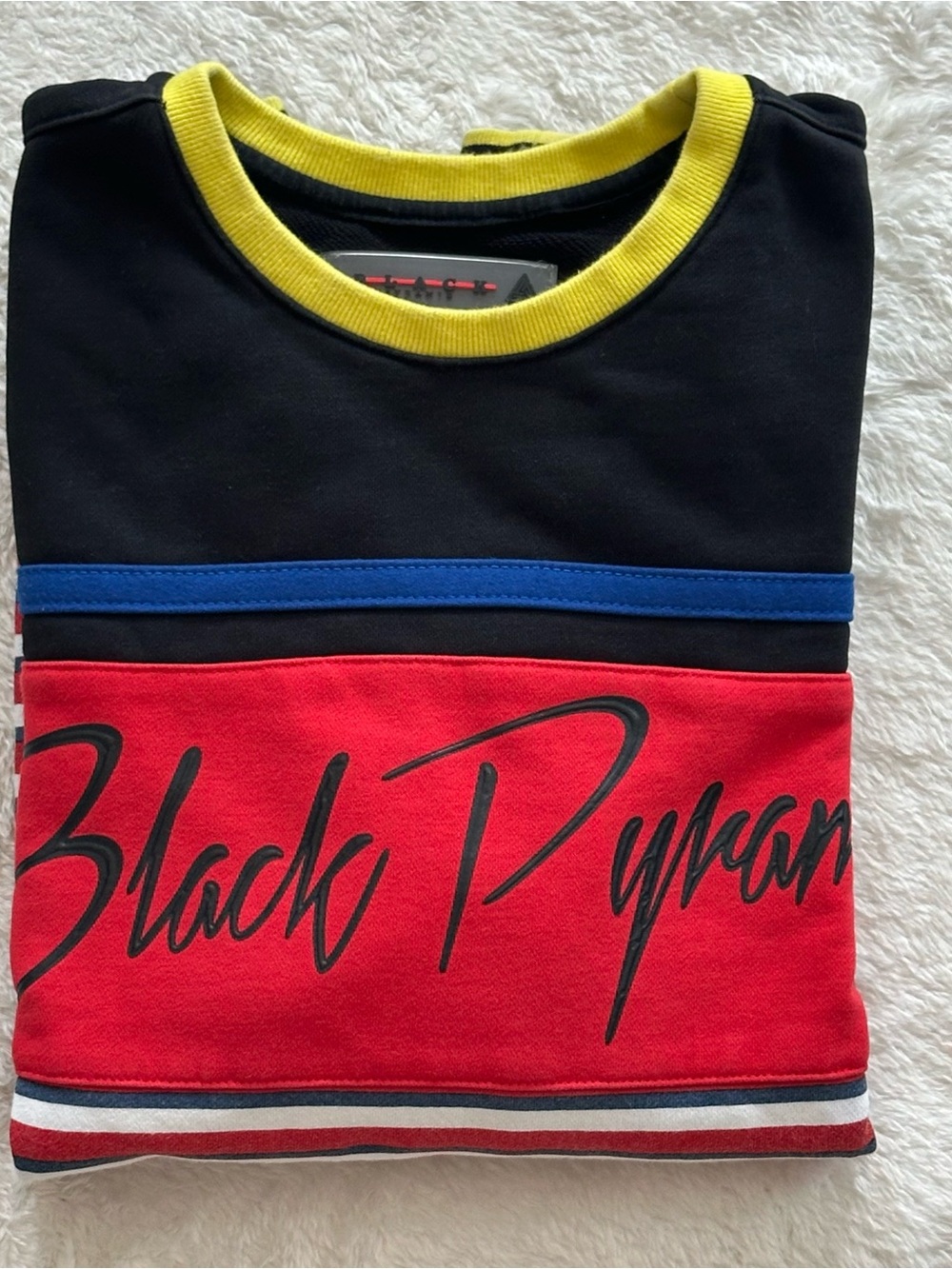 Black Pyramid Mens Medium Colorblock Striped Crewneck Sweatshirt Chris Brown